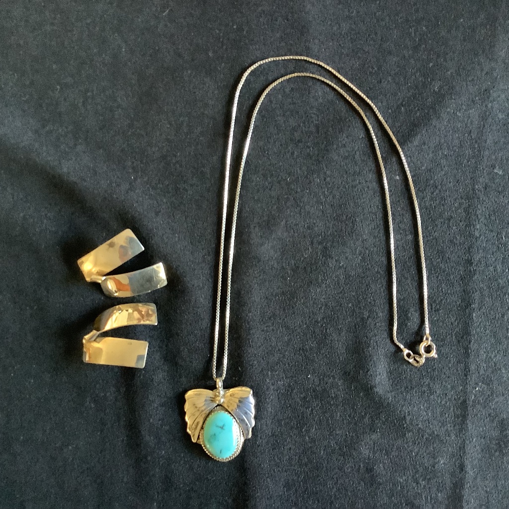 Sterling Earrings And Sterling And Turqouise Pendant 45$
